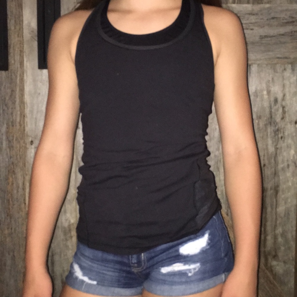 black with mesh in back stretchy tank top
