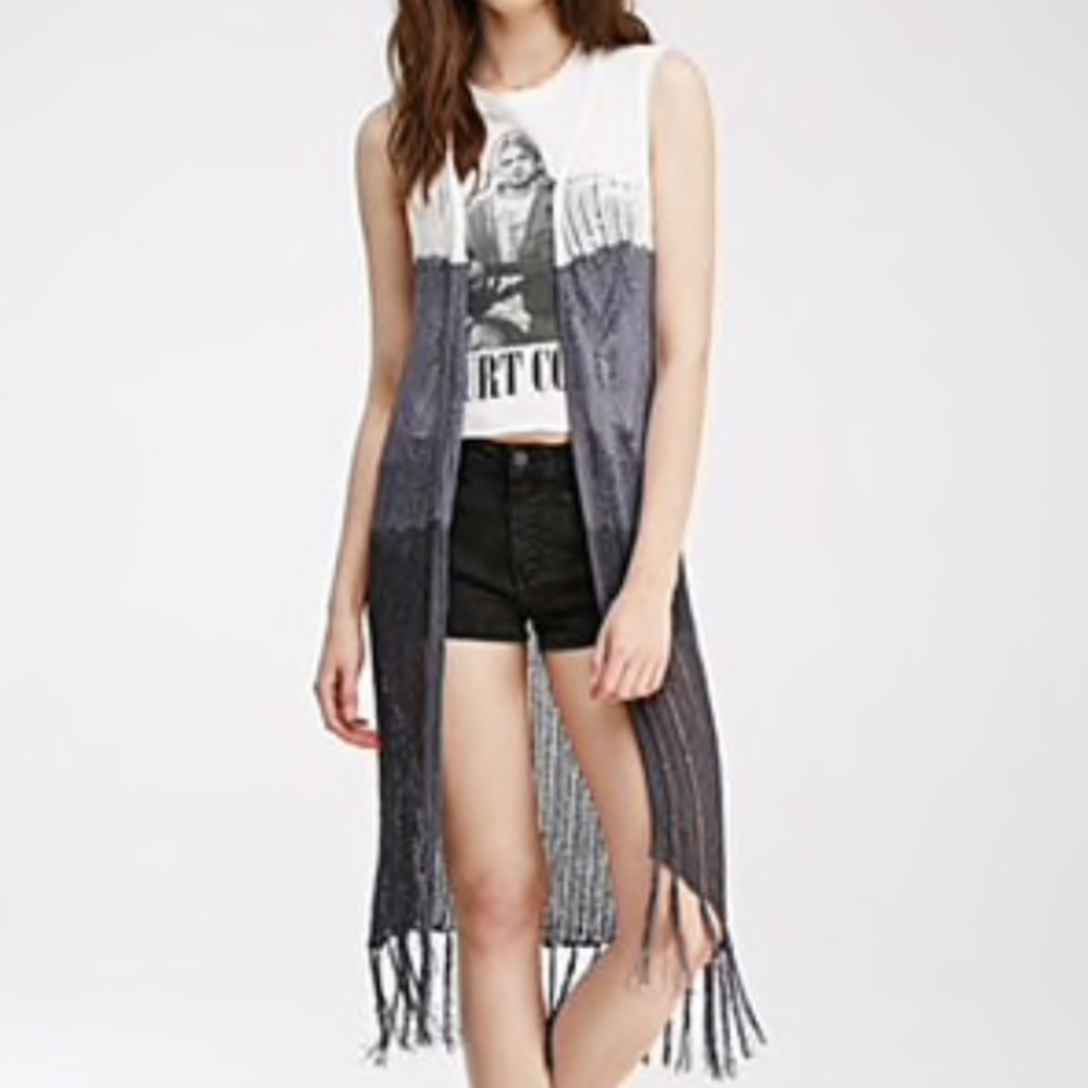 Boho Forever 21 Colorblock Longline Vest