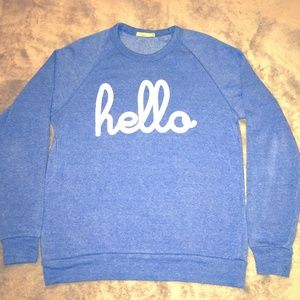 BLUE 'HELLO' CREW SWEATSHIRT