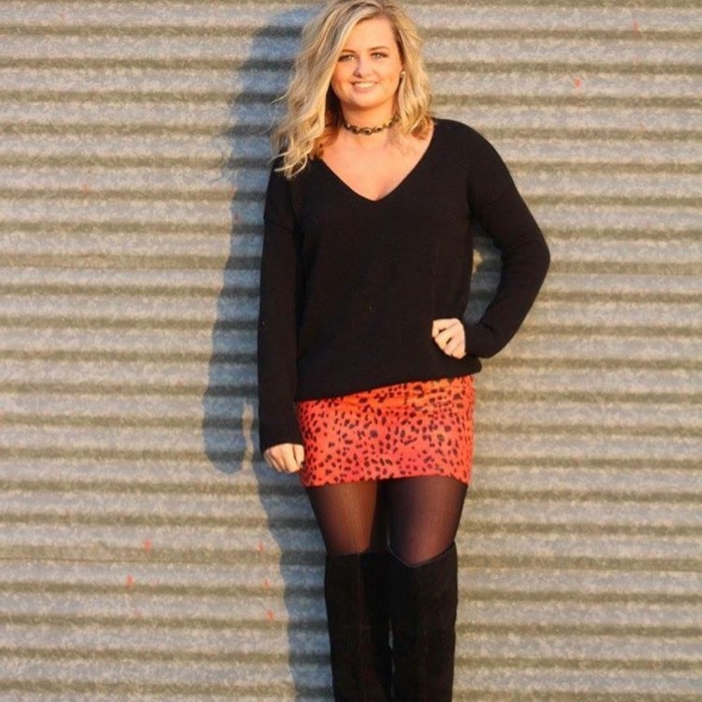 Red leopard skirt