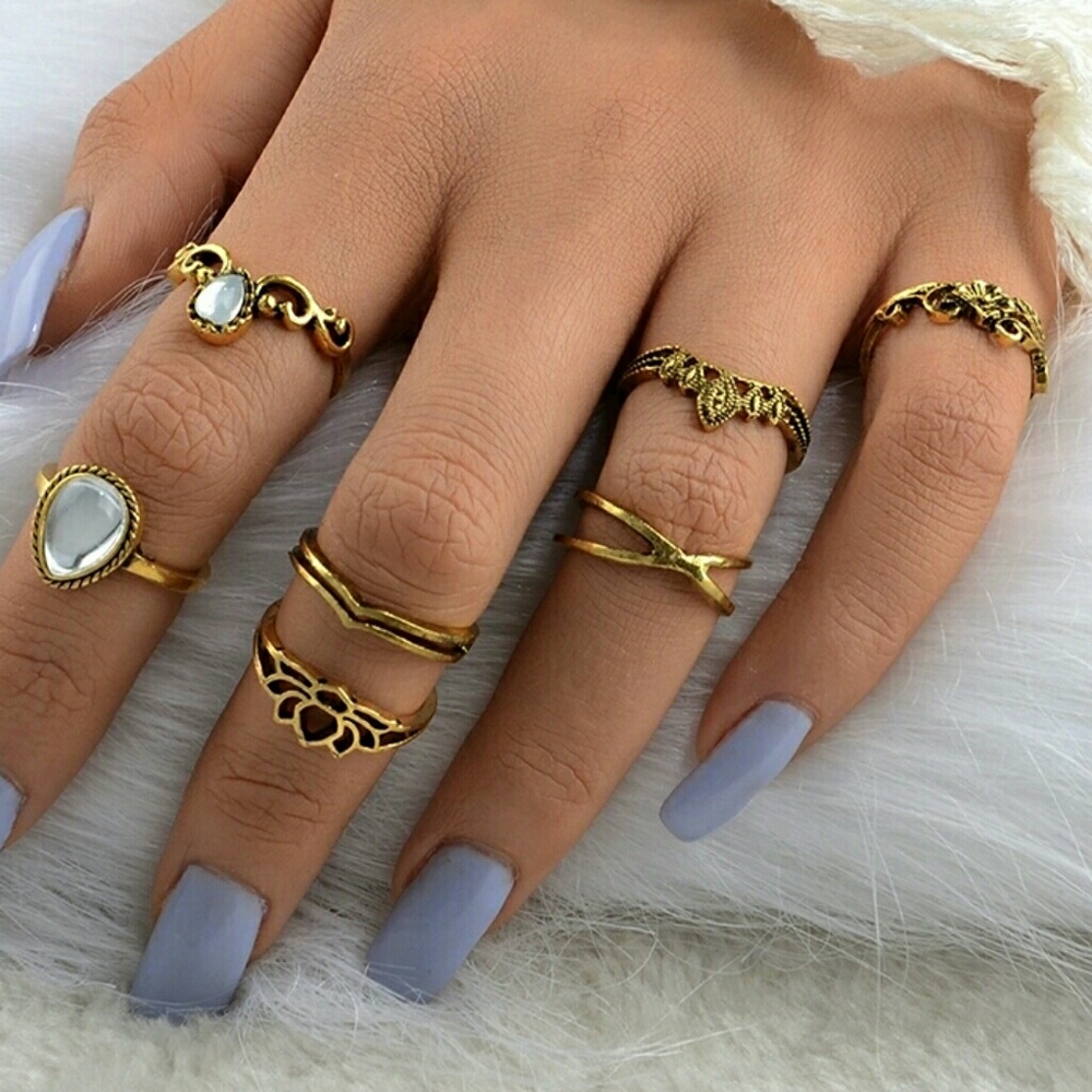 Bohemian gold ring set - Picture 2 of 3
