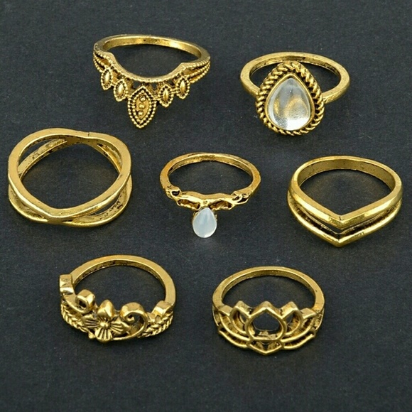 Bohemian gold ring set - Picture 3 of 3