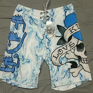 Mens ed hardy swim trunks board shorts
