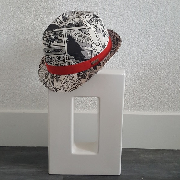 White Red Newspaper Moschino Rare Fedora