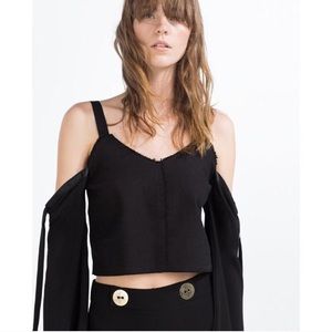 Zara off shoulder long sleeve crop top.