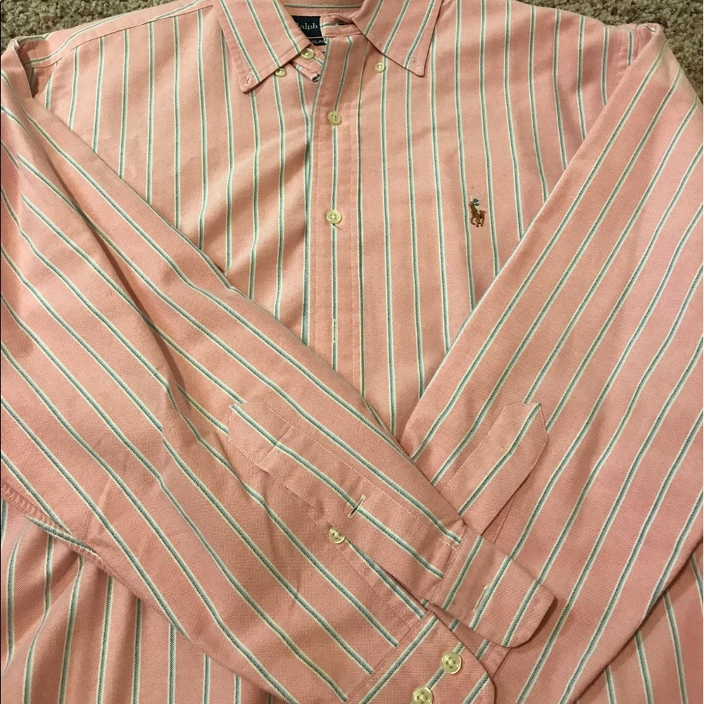 Ralph Lauren pink pin stripe button up long sleeve