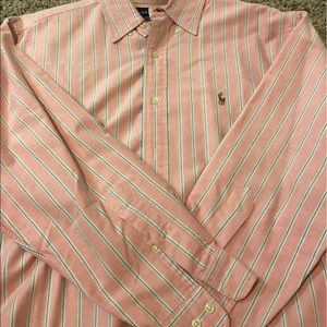 Ralph Lauren pink pin stripe button up long sleeve