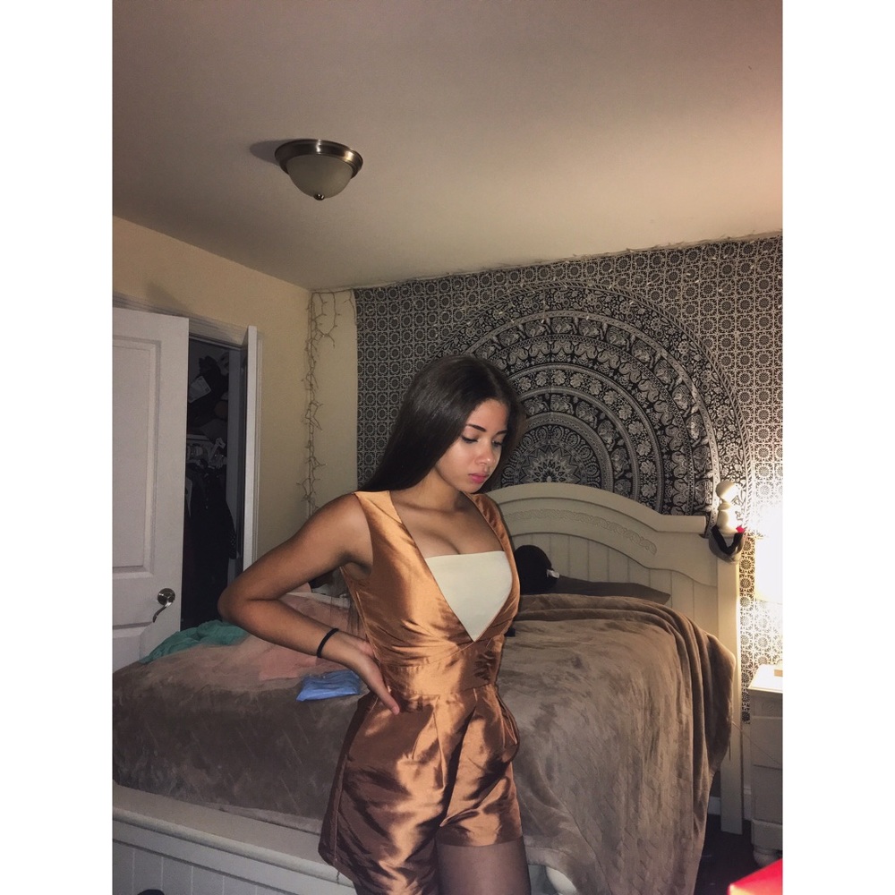 " Satin Sleeveless Playsuit / Romper " MISSGUIDED