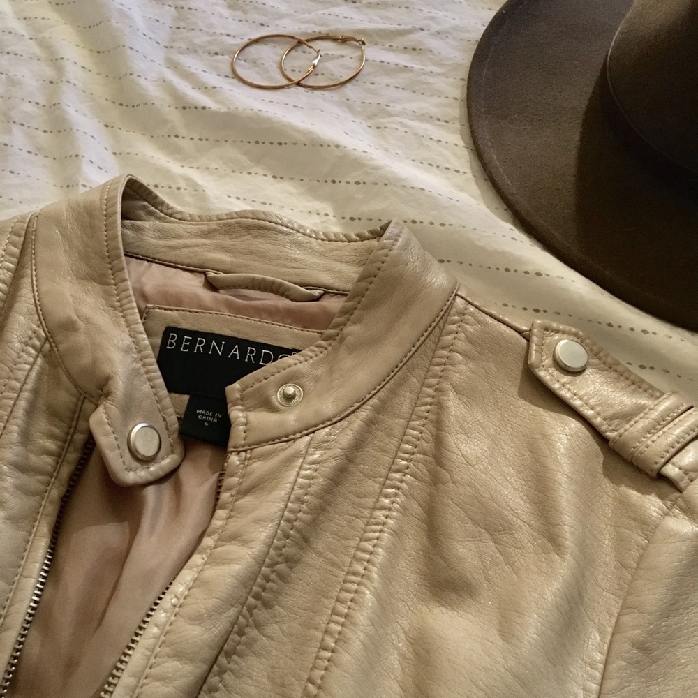 Beige vegan leather jacket