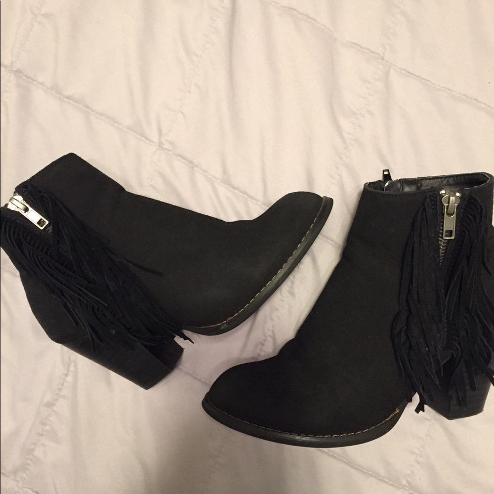 Fringed ankle booties