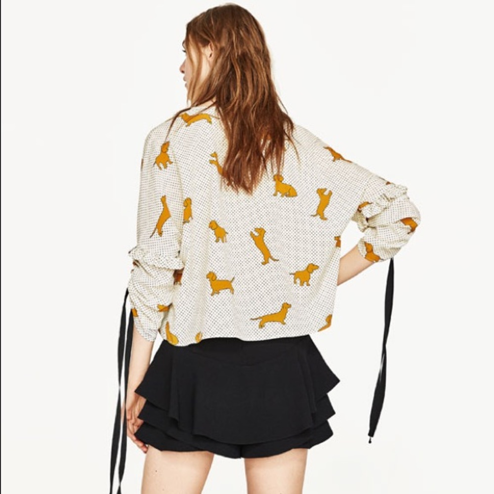 Zara short blouse with dog print - Picture 3 of 6