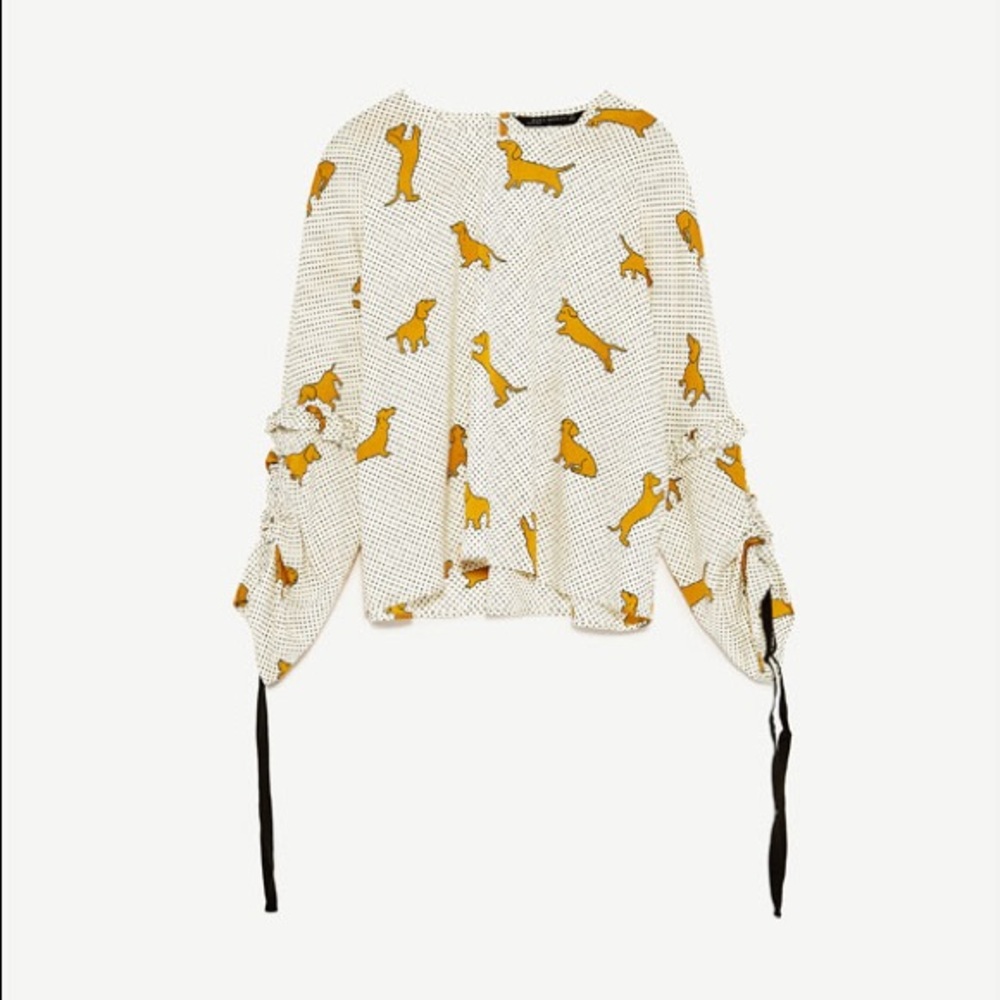 Zara short blouse with dog print - Picture 4 of 6