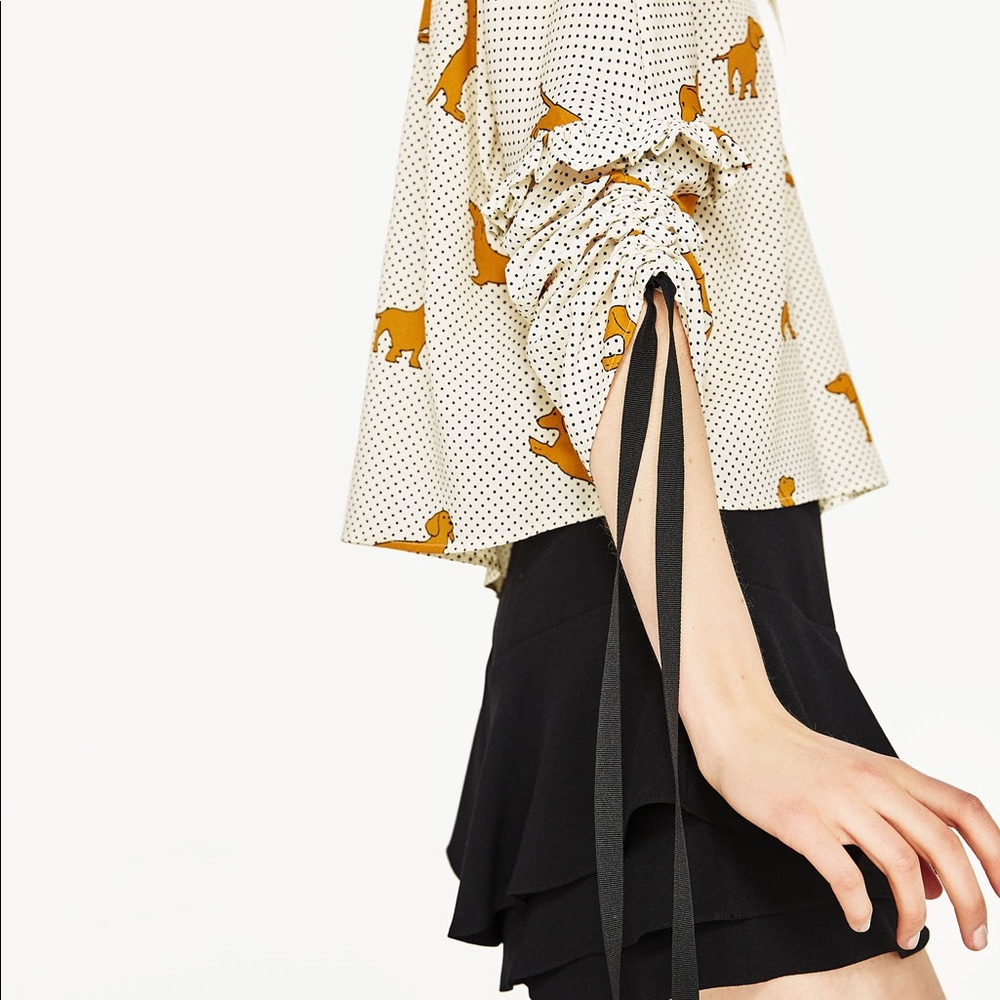 Zara short blouse with dog print - Picture 5 of 6