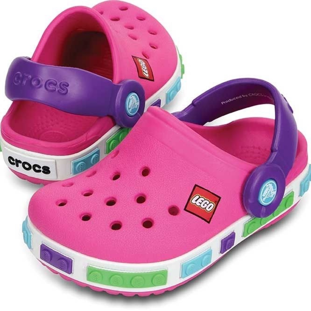 Pink Lego Crocs. Like new condition - barely worn.