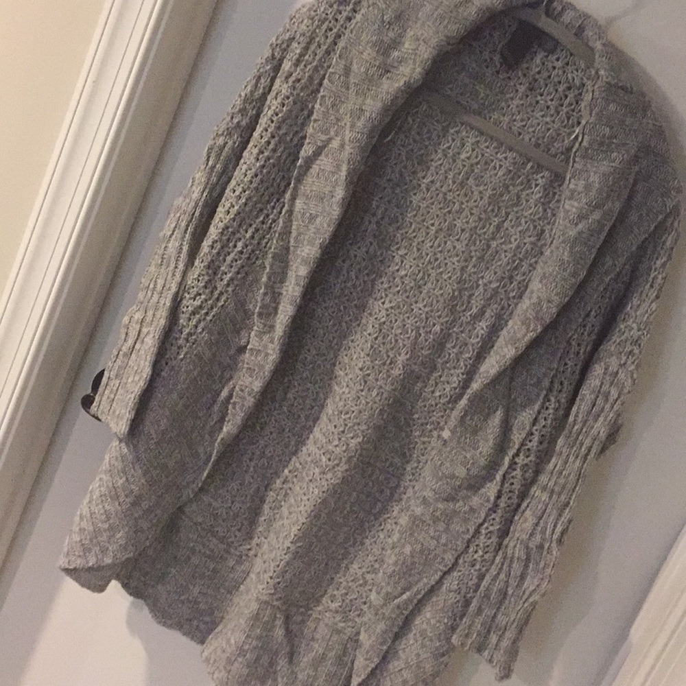 Gray open front sweater