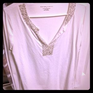 NY& Co white long sleeve tee