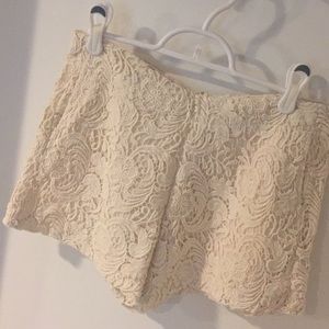 Ivory lace shorts