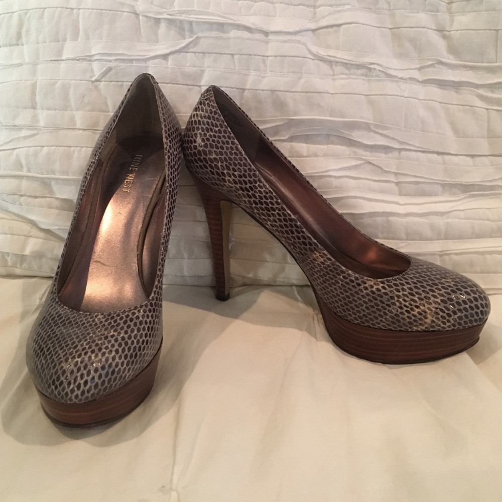 Nine West Snakeskin-Print Heels