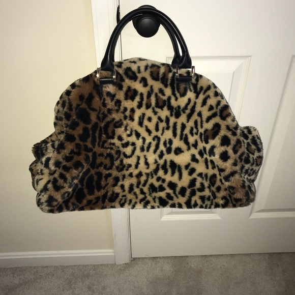 dennis basso Handbags - Faux Fur Leopard Overnight Bag