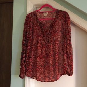 Lucky Brands NWOT medium sheer peasant blouse