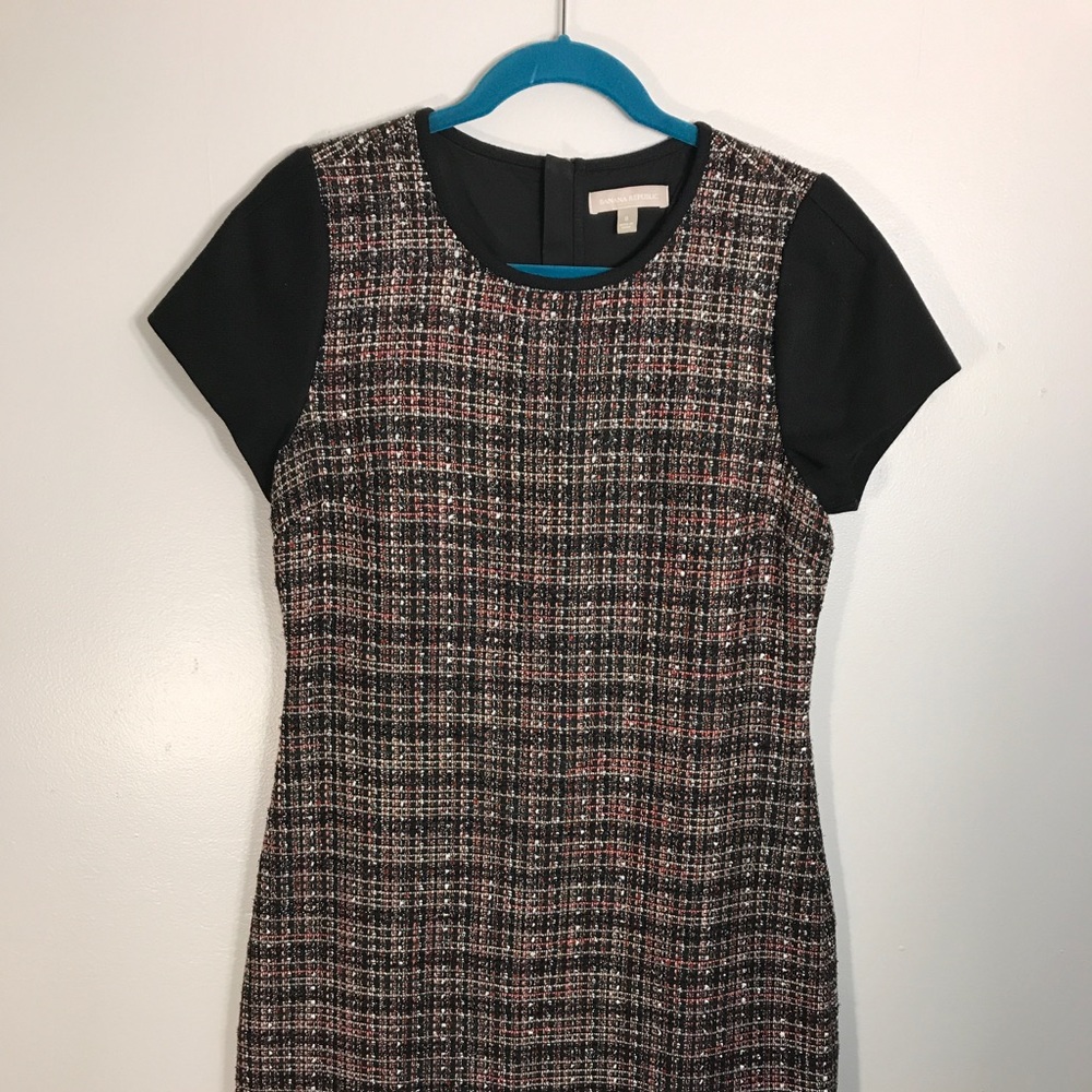 Banana Republic Black Metallic Tweed Career Dress