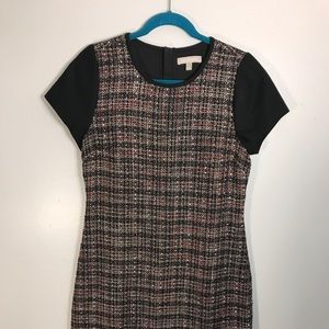 Banana Republic Black Metallic Tweed Career Dress