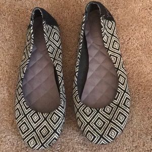 Black and white patterned flats