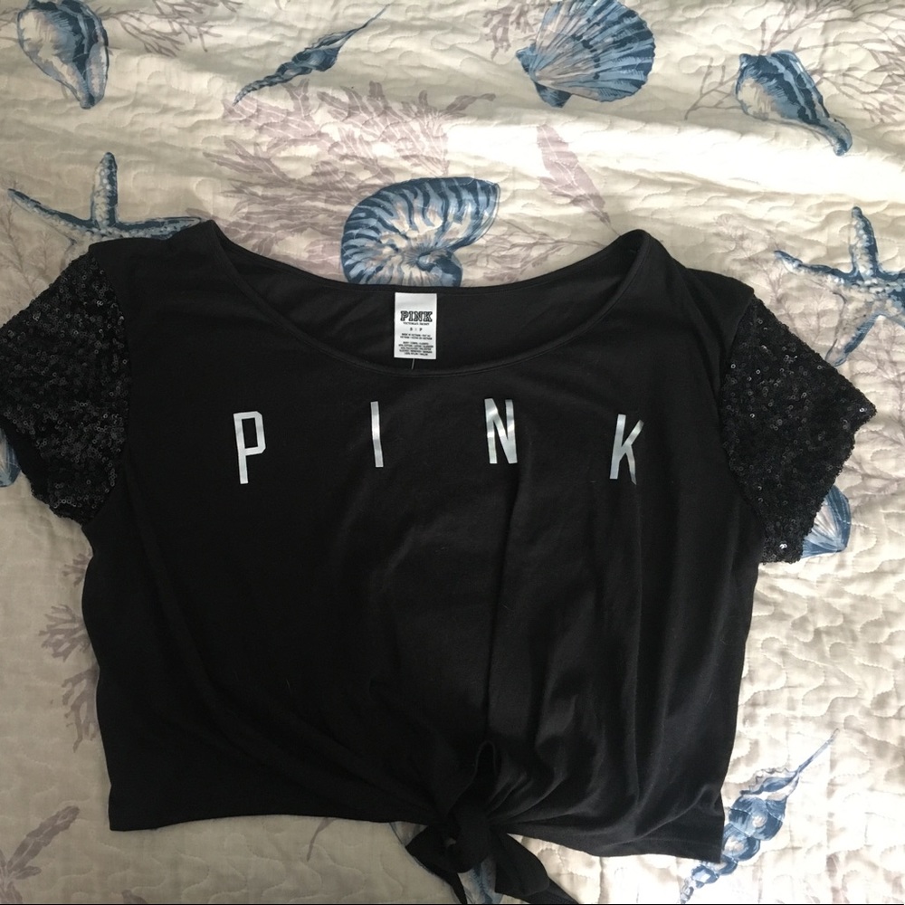 VS PINK black cropped top