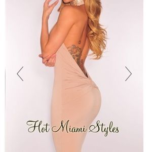 Nude knotted low back dress