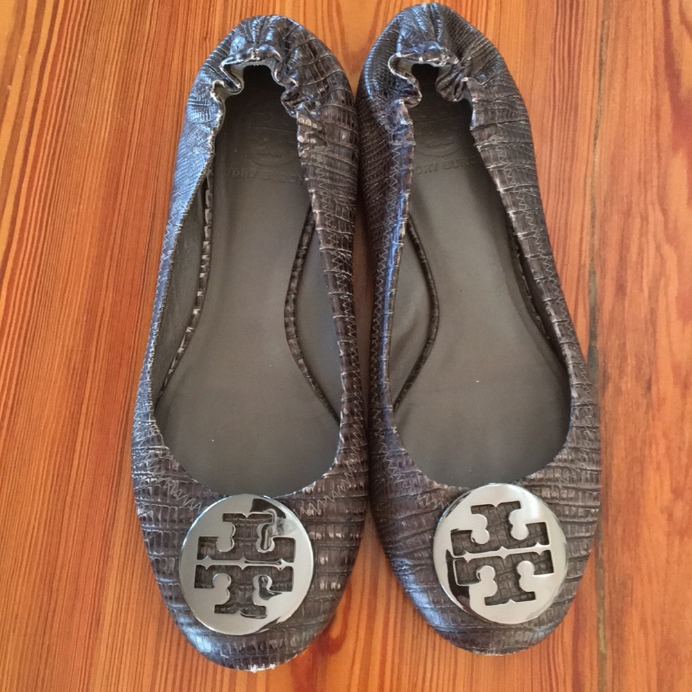Tory Butch Snakeskin Reva Flats