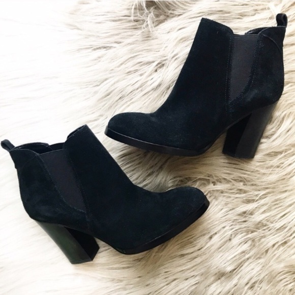 marc fisher black suede booties