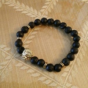 Lava slip on bracelet with lion head