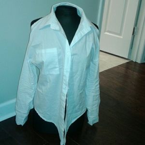 NWOT White Cold Shoulder Button Down