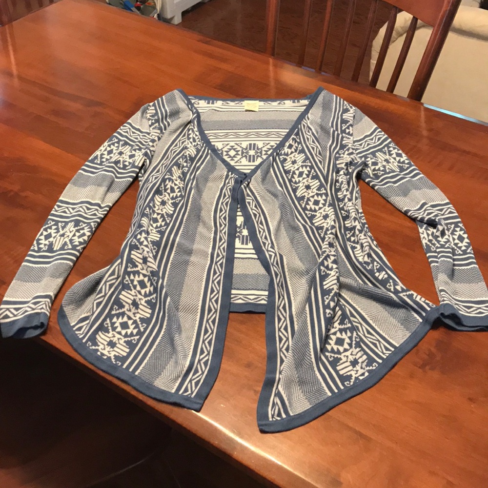 Open Front Blue Sweater