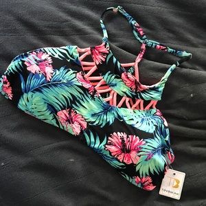 NWT Tropical print high neck TiniBikini top