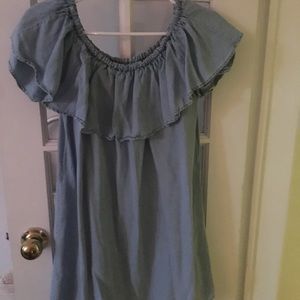 Zara off the shoulder denim dress