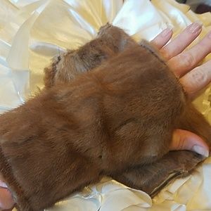 Mink fingerless mittens