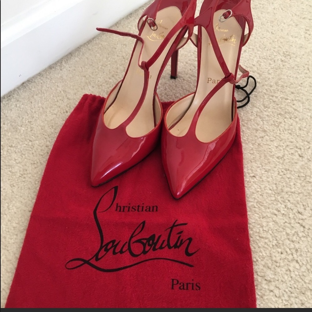 Christian Loubotin T straps shoes