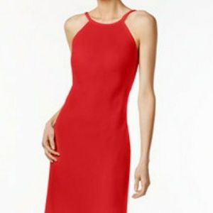calvin klein open back halter gown