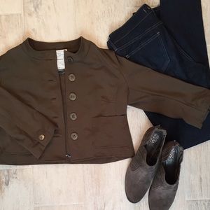 Anthropologie army green cropped jacket