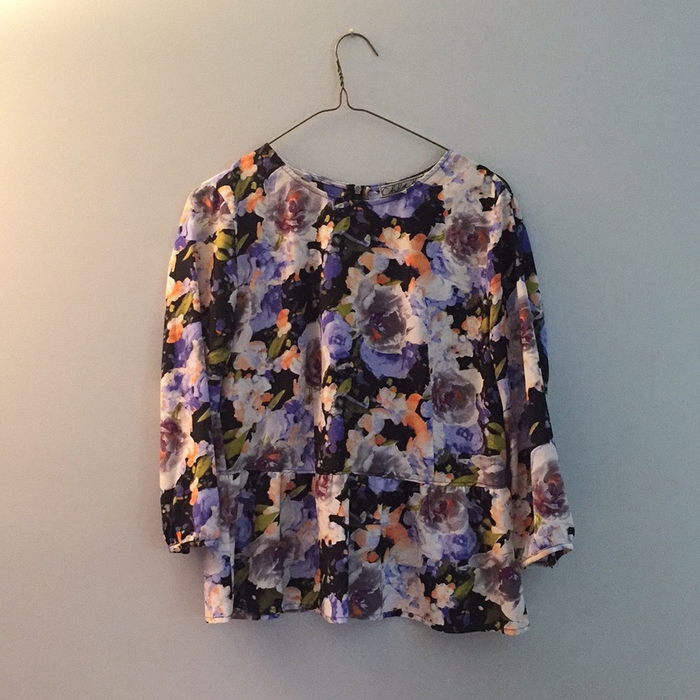 Floral Blouse with Peplum Waist