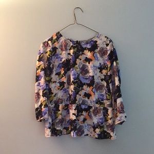 Floral Blouse with Peplum Waist