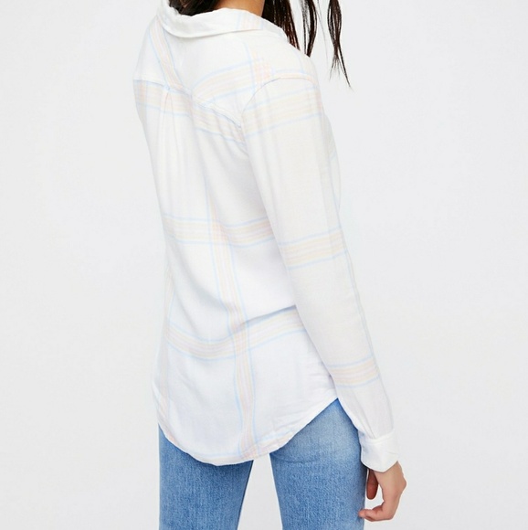 Free People Pastel Plaid Button Down - Picture 4 of 5