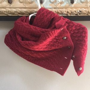Wine colored infinity scarf with button detail