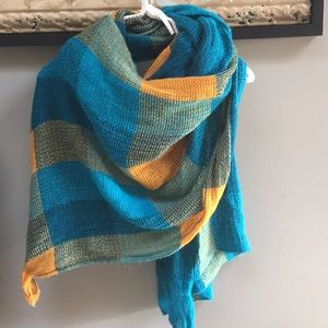 Teal + mustard blanket scarf
