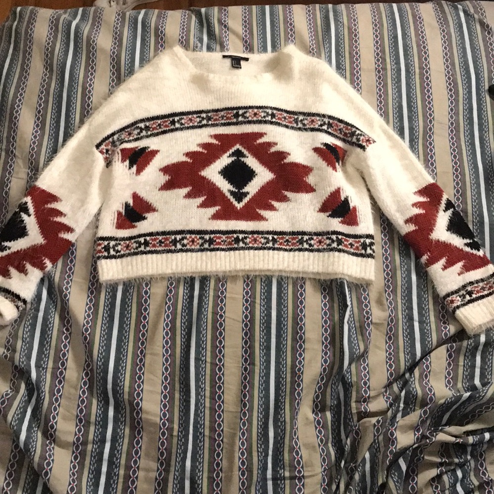 Cropped fuzzy sweater