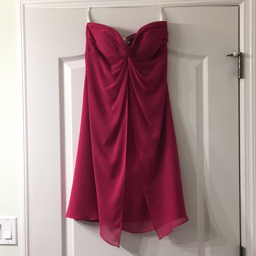 Bill Levkoff Watermelon Pink Strapless Dress