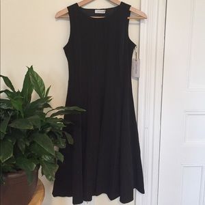 Calvin Klein Black Fit and Flare Pleated Dress NWT