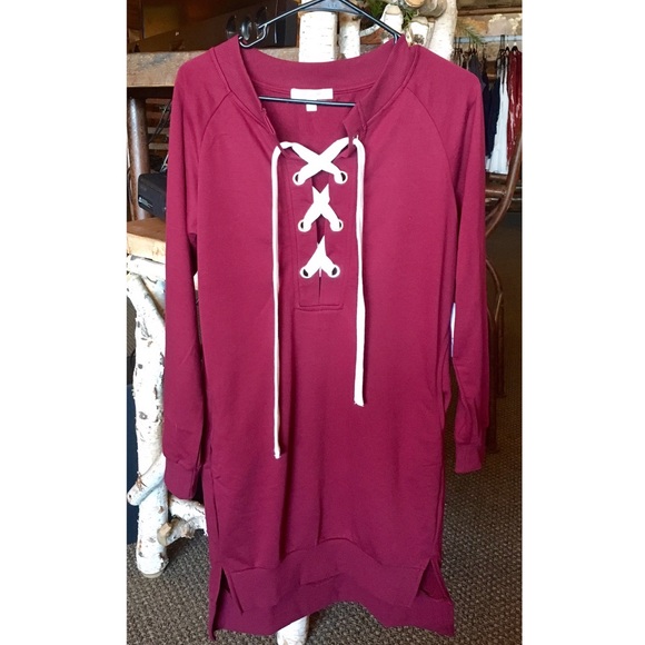 Burgundy sweater dress - Picture 2 of 2