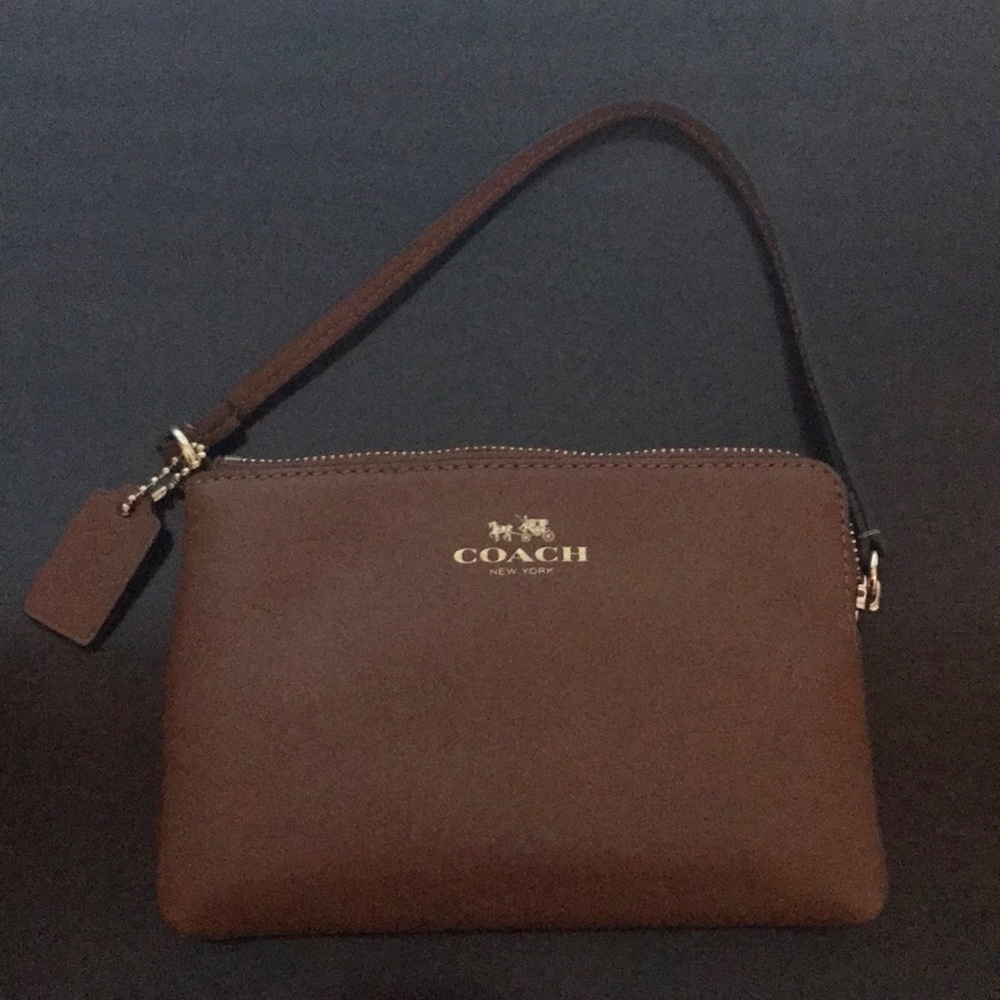 Authentic brown Coach wristlet